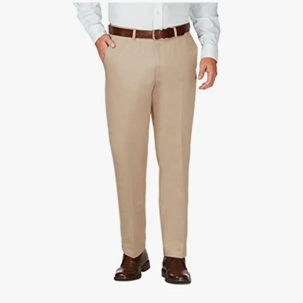 Haggar Classic Fit Stretch Twill Men's Khaki Pants Size 44x30 Nwt